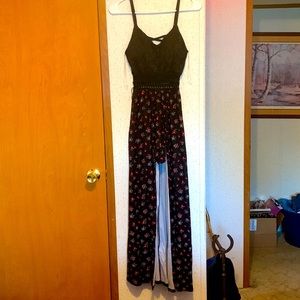 Black dress with bra pads, built in shorts, ankle length fabric